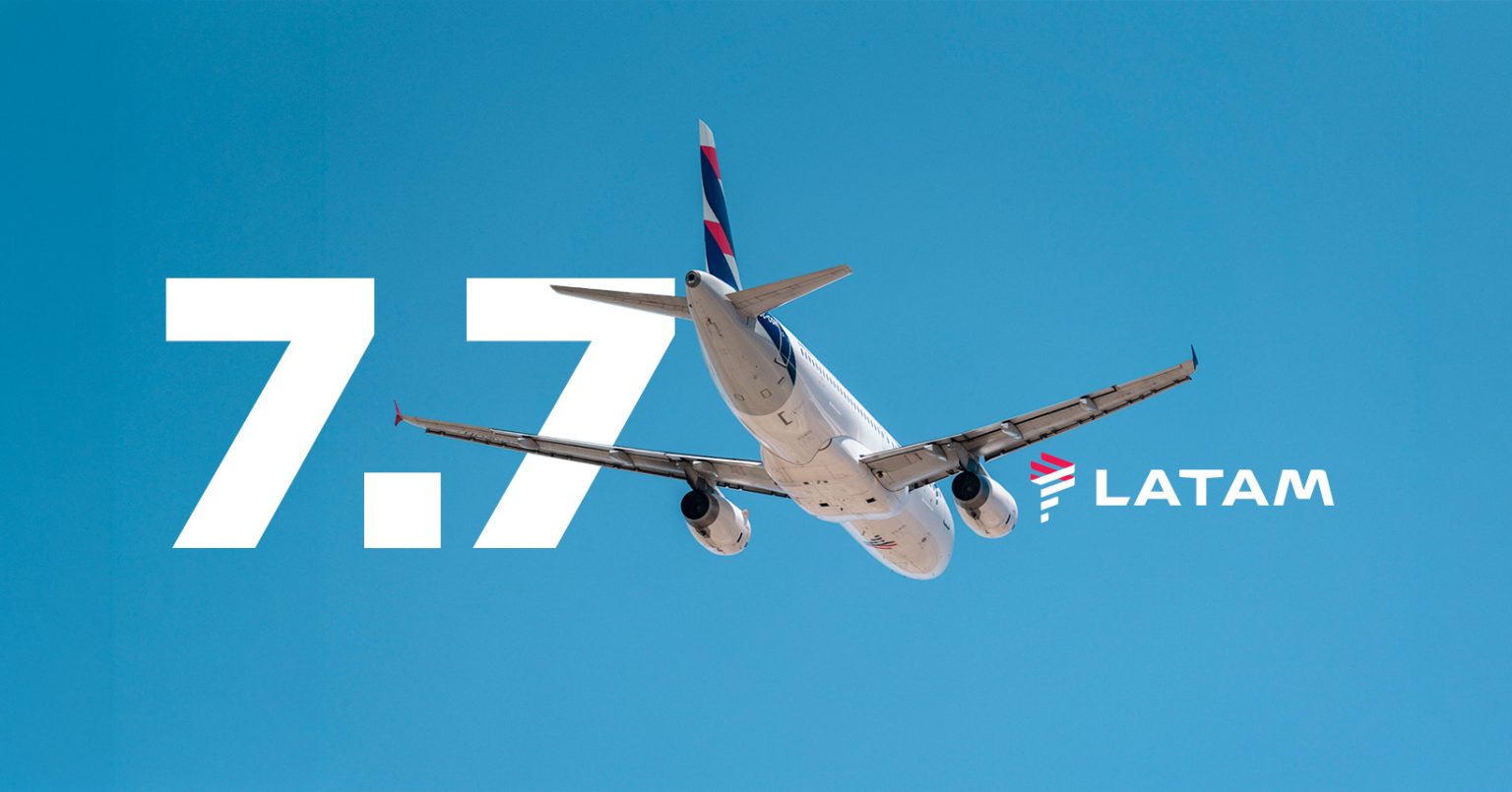 Data dupla! 7.7 da Latam tem passagens aéreas nacionais com até 40% OFF, a partir de R$ 337 ida e volta!