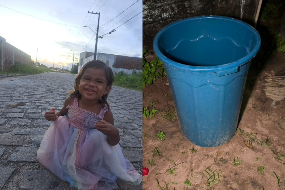 Menina de 2 anos m0rre affogada após cair em balde no quintal de casa no RN