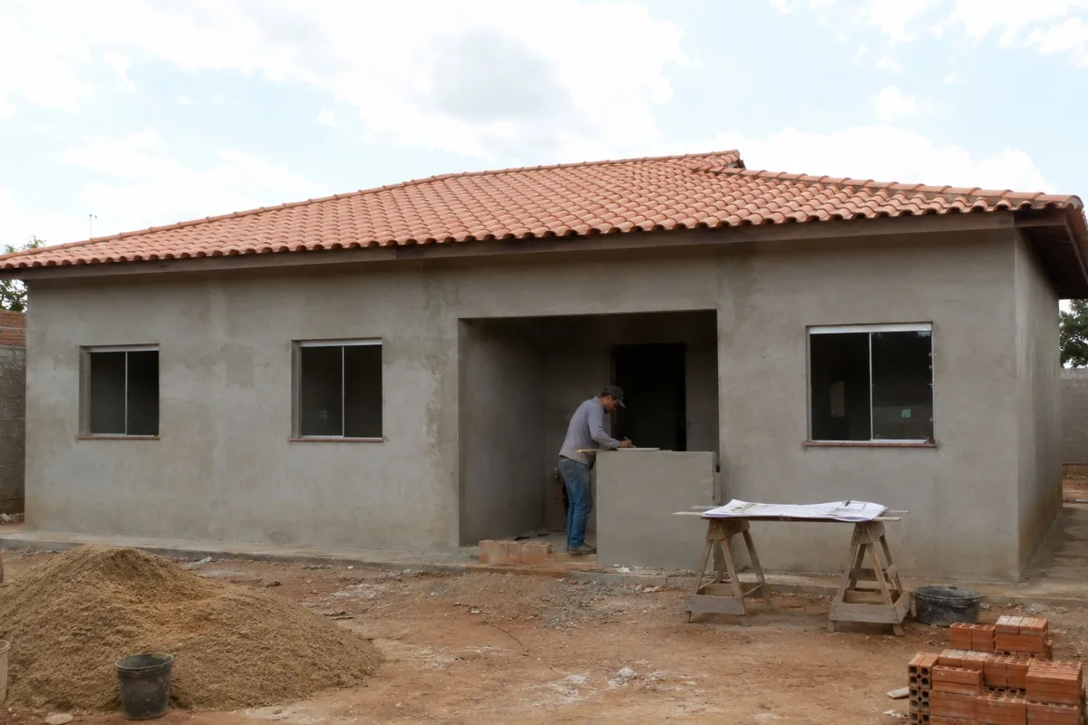 Quanto custa construir uma casa de 2 quartos simples com uma suíte em 2026, segundo pedreiros